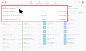 A grade 10 student course planner. The Diploma dropdown menu called "High school graduation diploma" is open showing the other diploma and specialization options